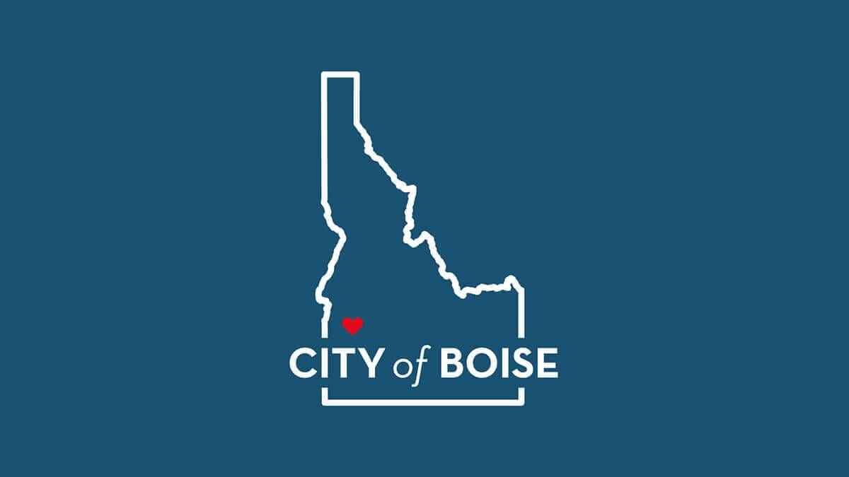 Graphic of the State of Idaho, with a heart for Boise and the "City of Boise" wordmark