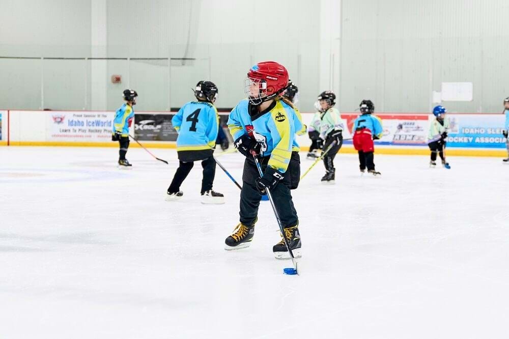 Kids playing hockey at Idaho IceWorld